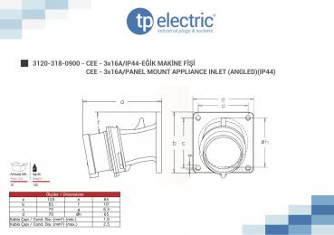 Preview: CEE Anbaustecker  3P 16A 6H IP44 (85mm)